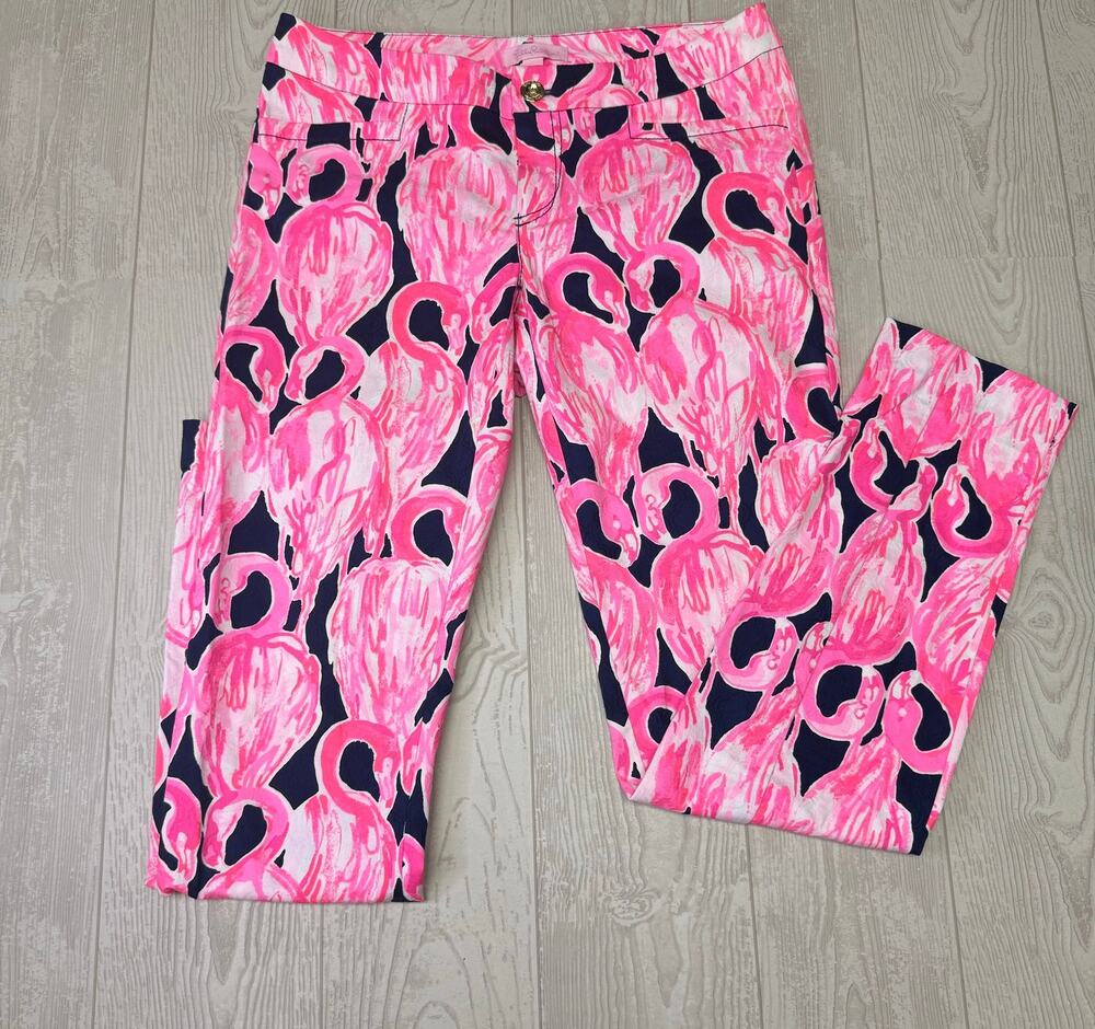 Lilly Pulitzer Kelly Skinny Flamingo Ankle Pants Size 0